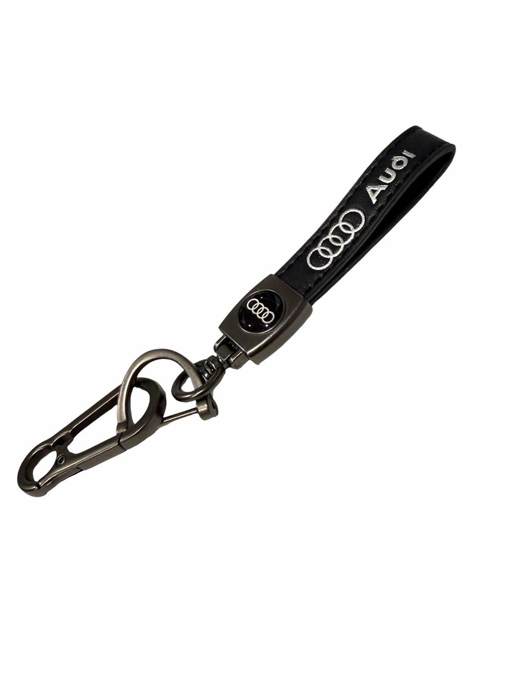 Black Leather Audi Key Ring. New